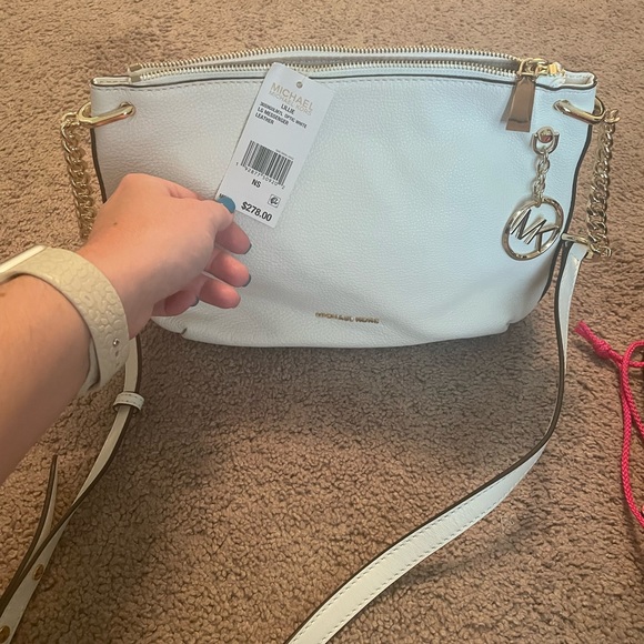 MICHAEL Michael Kors Handbags - Michael Kors Crossbody Messenger bag in Optic White Pebble Leather NWT